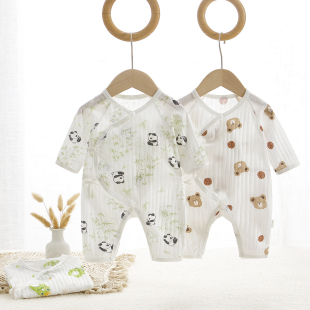 蝴蝶衣婴儿衣服连体衣小月龄爬服 纯棉空调房长袖 新生儿薄款 夏季