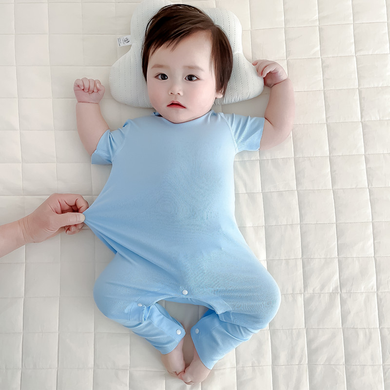 莫代尔婴儿无骨无痕空调房连体衣