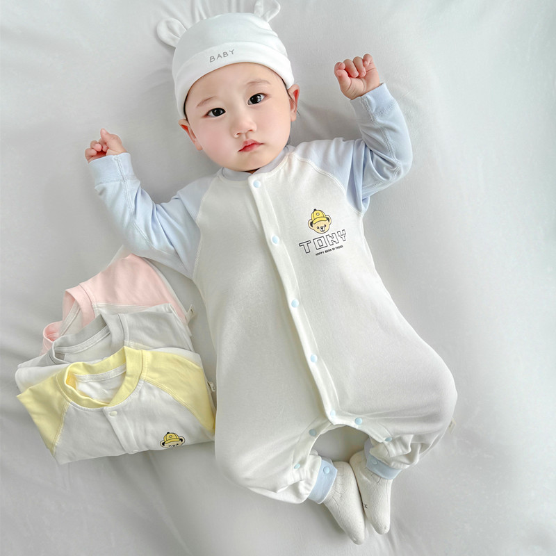 班纳之家新生儿春秋纯棉打底婴儿连体衣宝宝衣服婴幼儿连身衣爬服