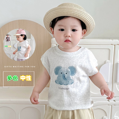 男女宝宝衣服夏季外穿洋气儿童婴童短袖纯棉透气上衣小童无袖T恤