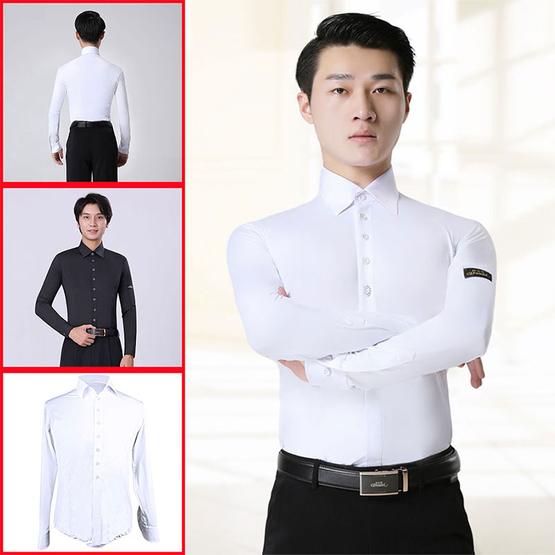 比赛服长袖拉丁舞丹宝罗衬衣长袖