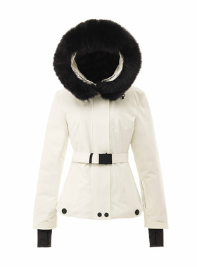 可脱卸狐狸毛领滑雪服防风防水收腰带加厚保暖高端羽绒服女士外套