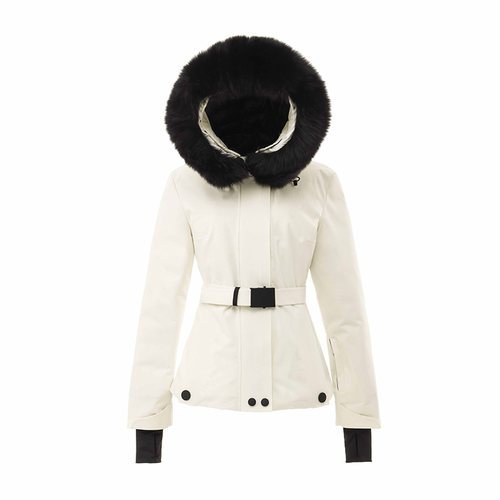 可脱卸真狐狸毛领收腰修身羽绒服