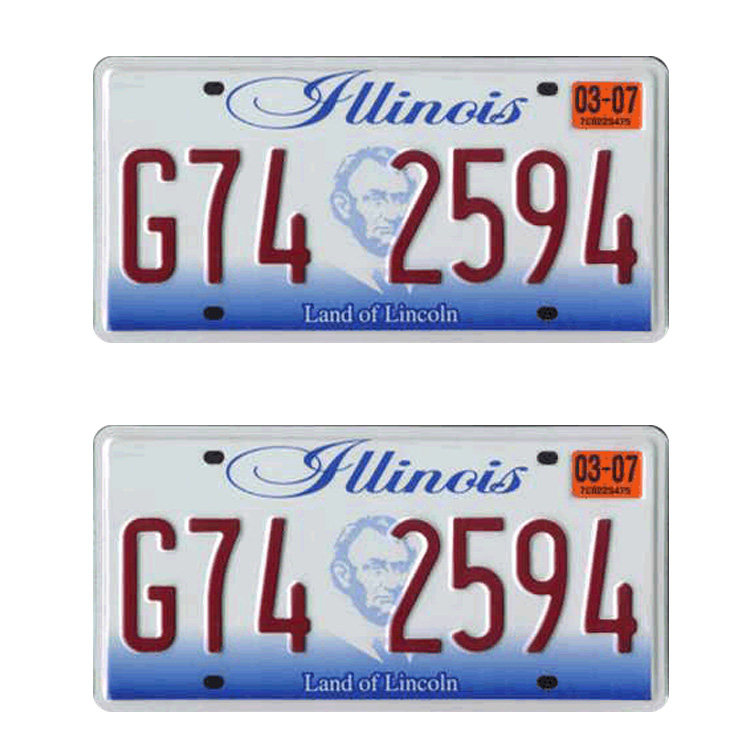 定制美国伊利诺伊州模型车牌玩具车牌照号码3D金属凸反光漆RC攀爬