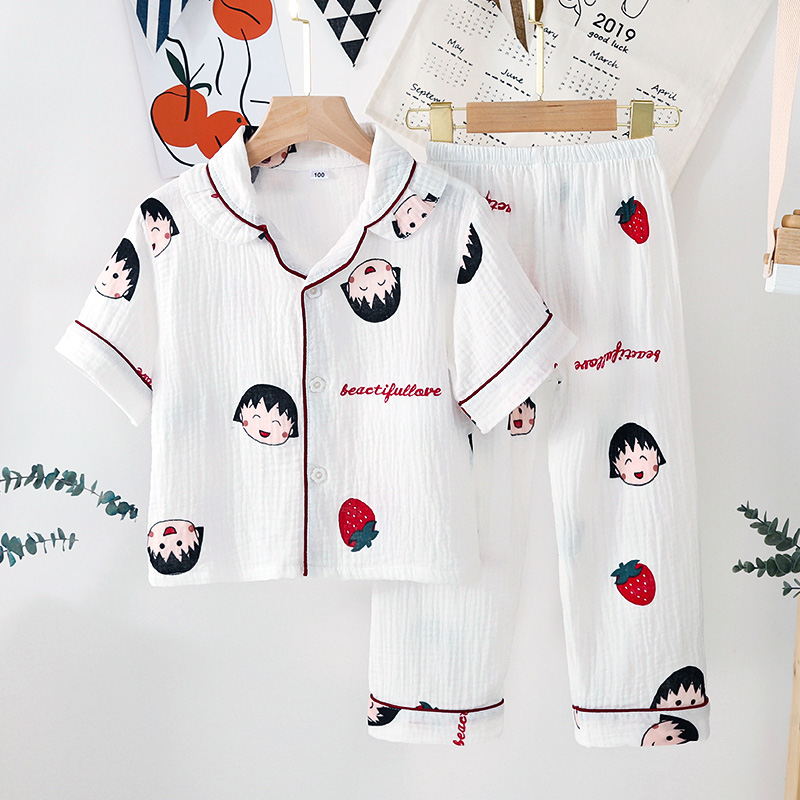 春夏儿童纯棉棉纱家居服睡衣套装