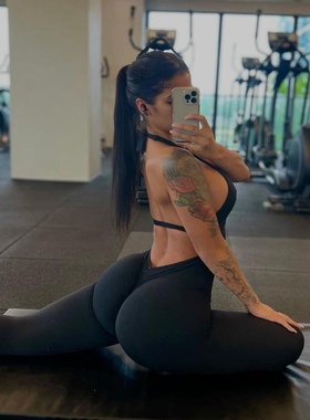 KIYA PEACH连体挂脖系带露后背跑步瑜伽健身连体长裤