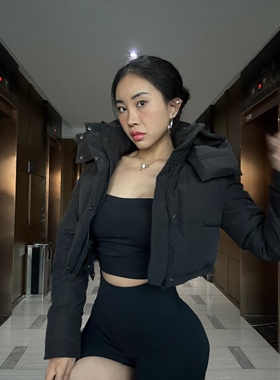 KIYAPEACH顾 超短鹅绒腰间袖口防风鹅绒秋冬健身瑜伽羽绒服