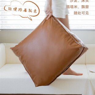 精选轻奢生态皮三角靠垫高级感沙发床头飘窗护腰靠枕防水防猫抓可