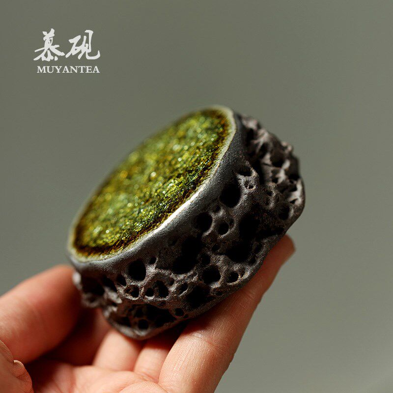 慕砚手作太湖石盖置茶道功夫茶具实心盖子架紫砂壶盖碗陶瓷壶盖托