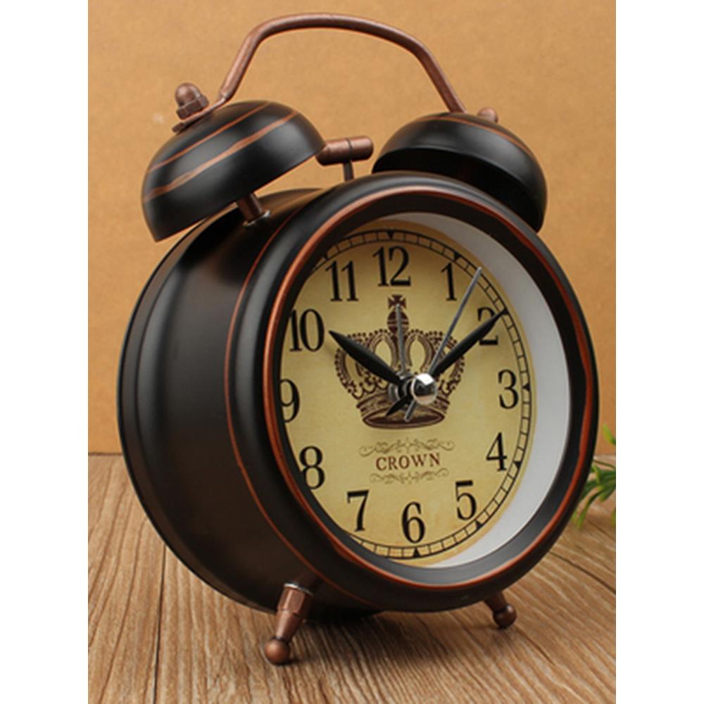 创意静音个性现代学生夜视灯闹钟床头金属闹钟欧式复古怀旧闹钟摆