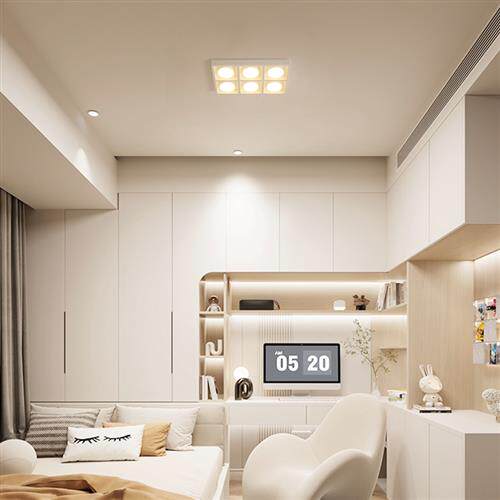 小时光 超薄明装筒灯天花射灯客厅吸顶无主灯照明方形盒子斗胆灯