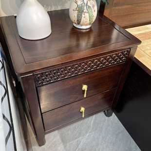 精选新中式实木床头柜乌金轻奢简约现代床边床边柜家用卧室储物柜