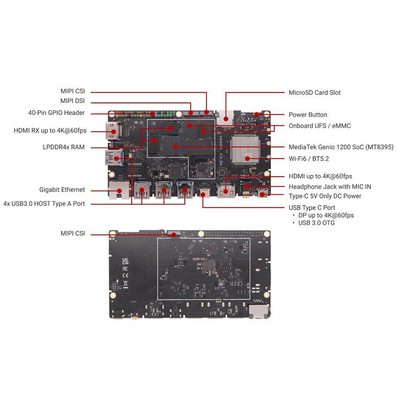 瑞莎 Radxa 开发板 NIO 12L MTK Genio 1200 8核CPU单板机 单片机