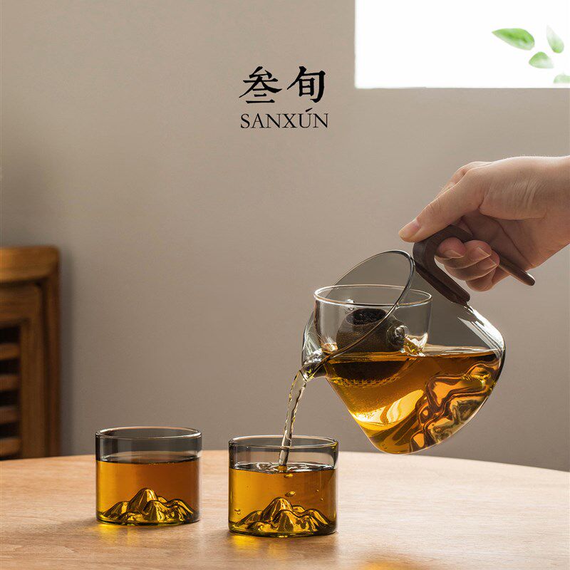 三十岁远山转移玻璃茶壶小青干特别博览会杯茶水分离懒人制茶器物