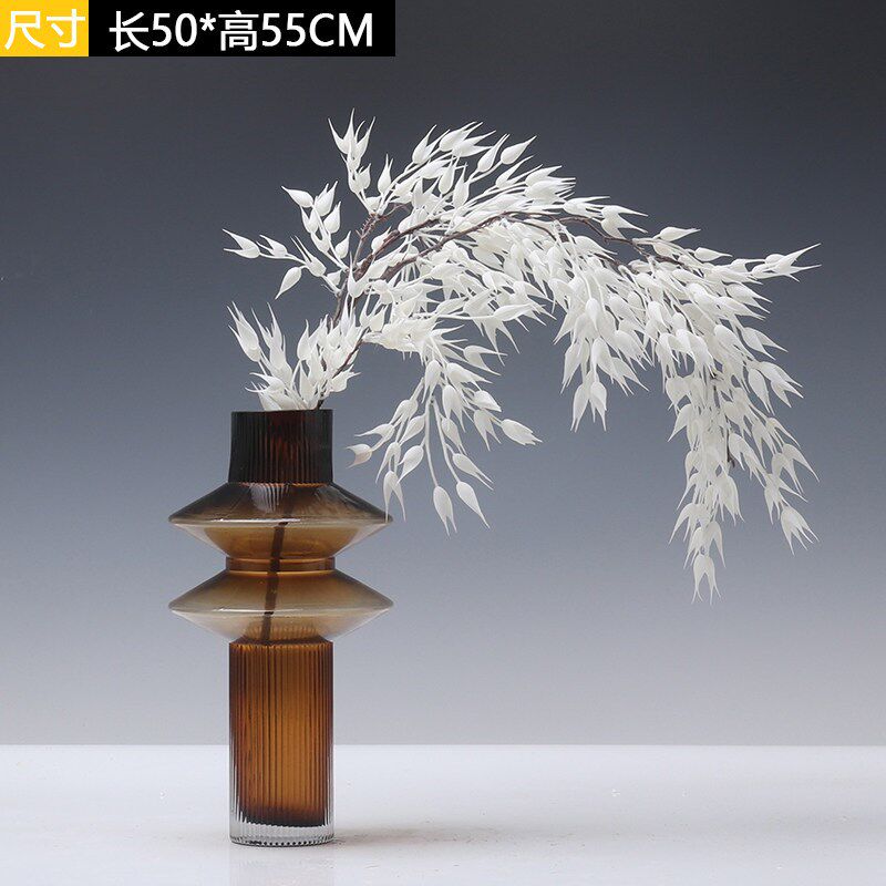简约轻奢橙色花瓶佛尘仿真花艺套装客厅餐桌摆放花样板房软装饰品