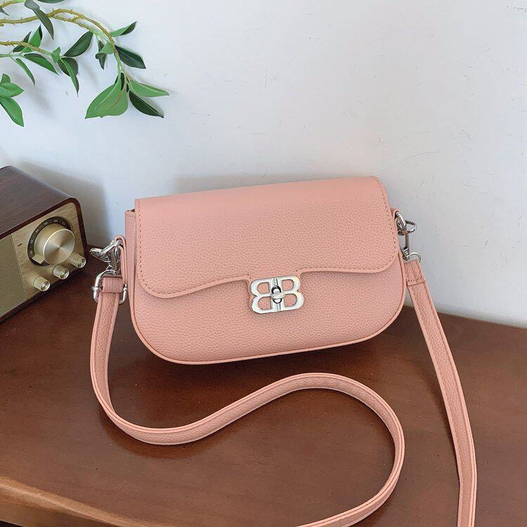 2025新款单肩包小方包女包手提包定型包纯色PU锁扣气质简约百搭