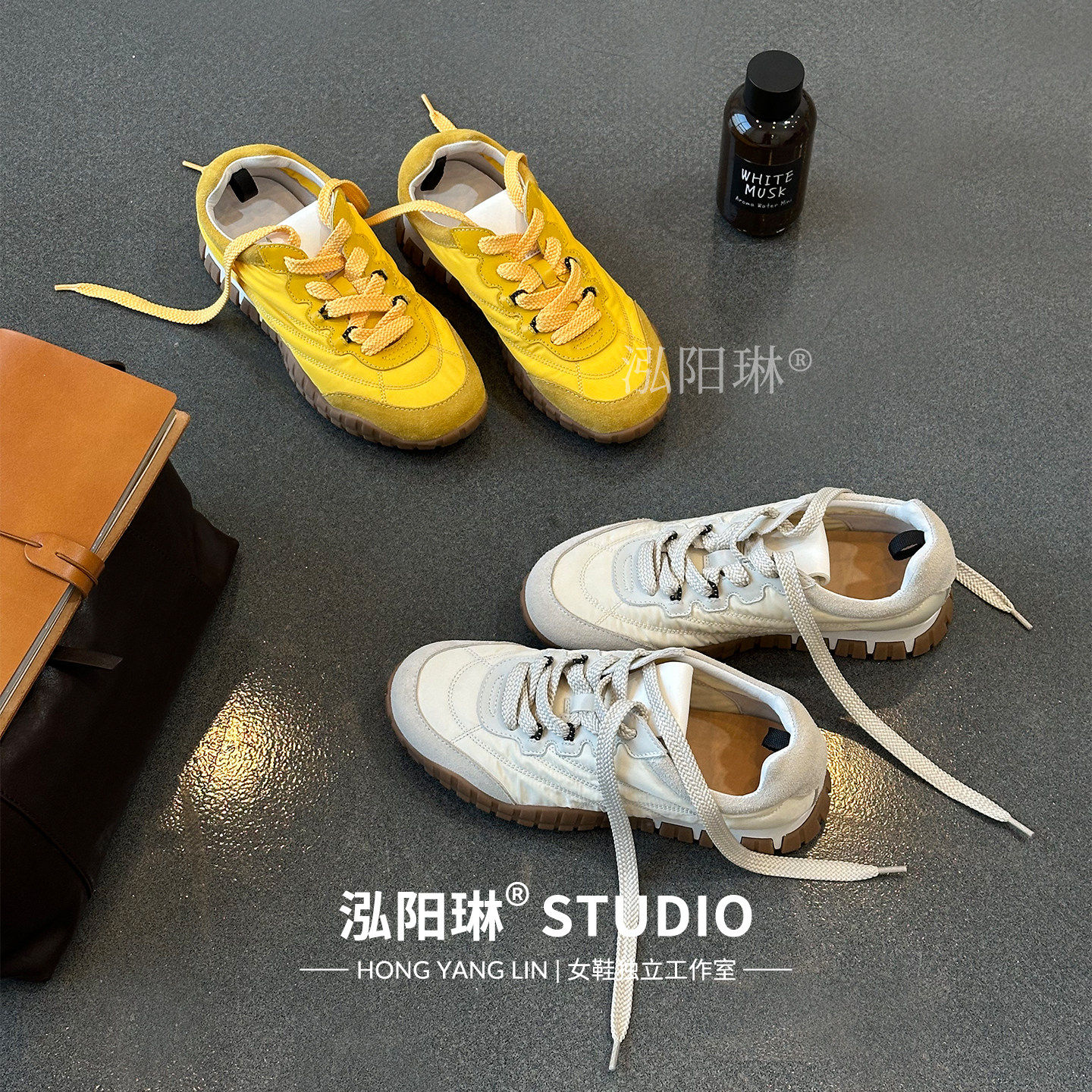 泓阳琳～黄色平底德训鞋女复古休闲鞋2026春季新款厚底运动鞋板鞋,女鞋,时尚休闲鞋,淘宝优惠券,粉丝福利购,淘宝优惠卷