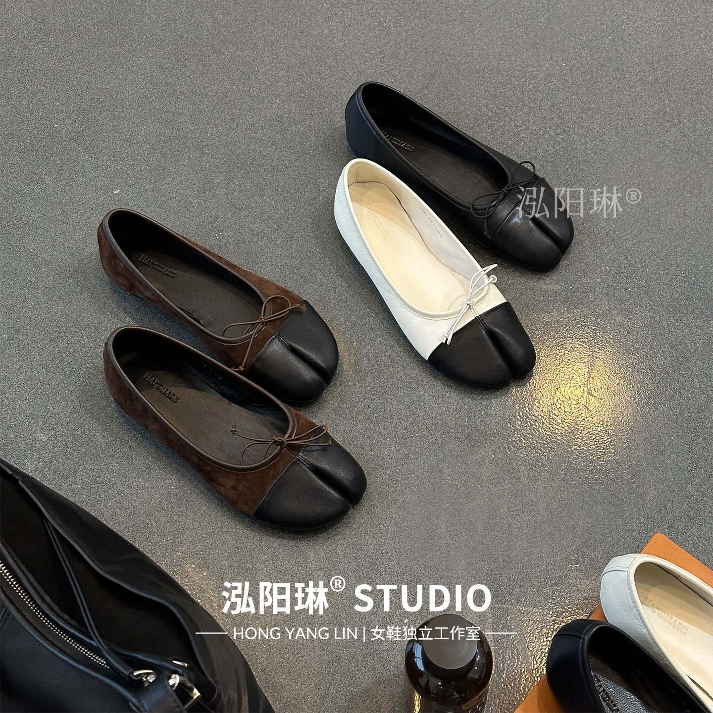 泓阳琳～拼色分趾鞋平底单鞋女2026春季新款蝴蝶结浅口通勤猪蹄鞋,女鞋,浅口单鞋,淘宝优惠券,粉丝福利购,淘宝优惠卷