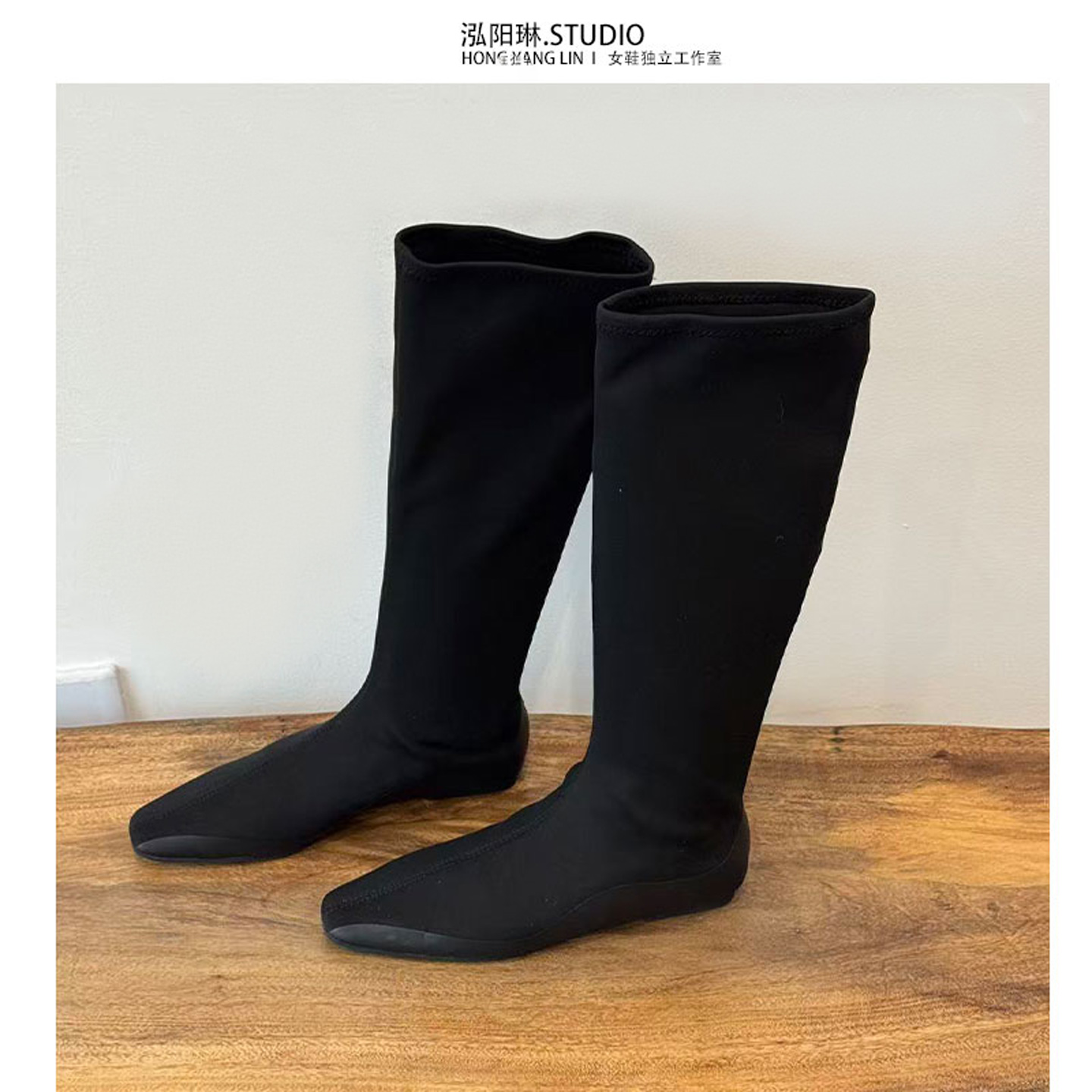 泓阳琳~黑色长筒靴子女款2025冬季新款爆款不过膝骑士靴高筒长靴