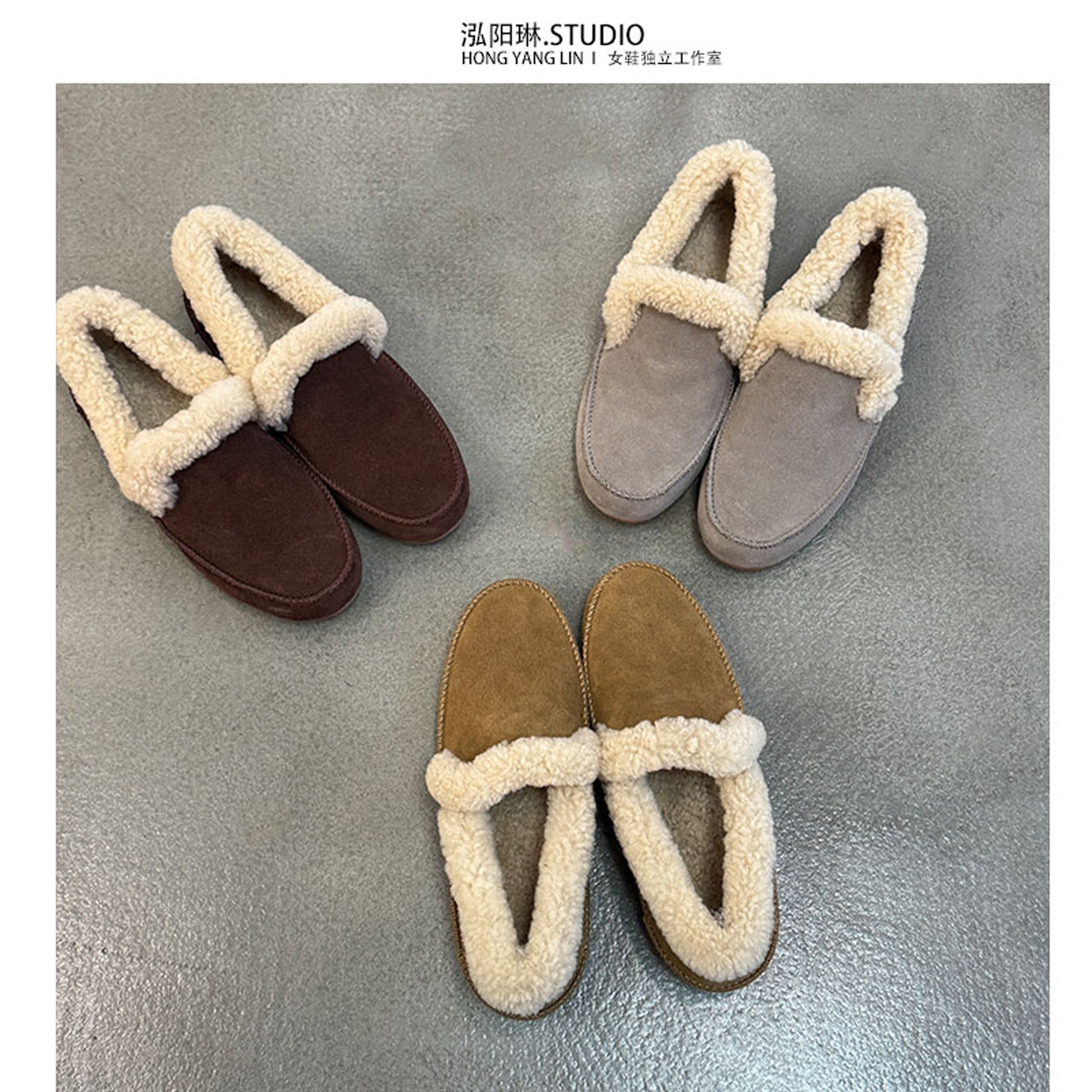 泓阳琳~磨砂平底一脚蹬乐福鞋女2025冬季新款毛毛鞋深口工作单鞋,女鞋,乐福鞋（豆豆鞋）,淘宝优惠券,粉丝福利购,淘宝优惠卷