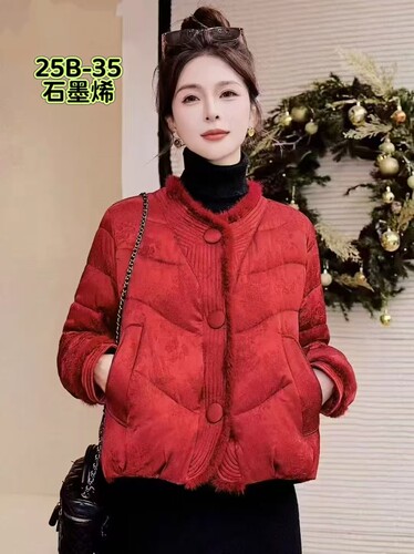 2026冬季新款时尚洋气国风盘扣水貂毛石墨烯云绒服中老年妈妈装女