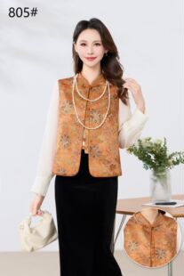 黄色国风马甲女装2026新款春秋妈妈外穿坎肩背心高级感新中式马夹