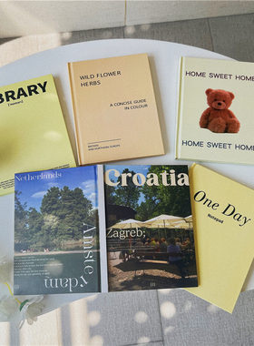 ins英文笔记本黄色奶油色色拍照软装道具书搭配百搭韩风横线本简