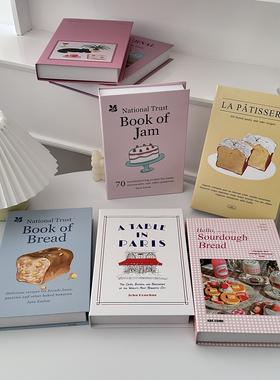 ins奶油风面包粉色假书仿真书摆件摄影道具英文装饰书软装样版间