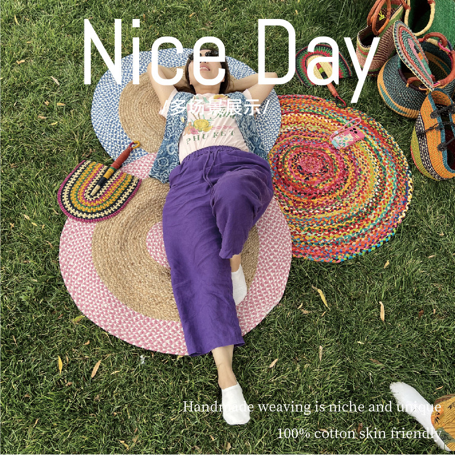 家用地毯卧室榻榻米网红地毯尼泊尔手工编织防滑彩虹垫子床边地垫