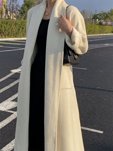 双面羊毛大衣女中长款25年新款韩版宽松赫本风裙摆大翻领毛呢外套