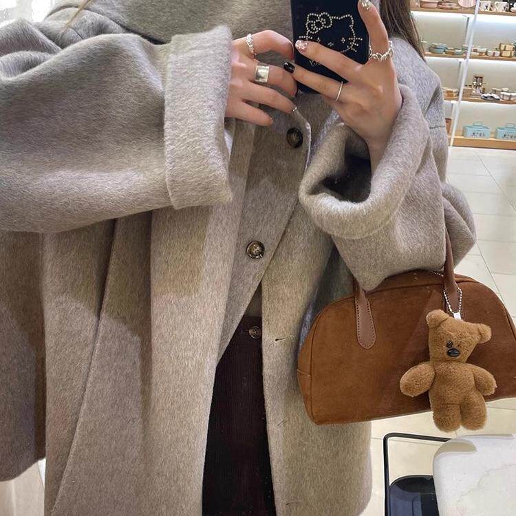 围巾双面羊毛羊毛大衣女短款2025秋冬季新款韩版宽松圆领毛呢外套,女装/女士精品,毛呢外套,淘宝优惠券,粉丝福利购,淘宝优惠卷