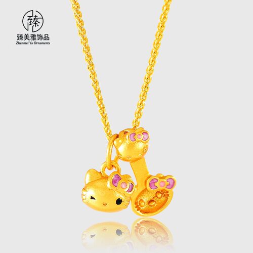 沙金珐琅蝴蝶结【小勺子】凯特猫套链女款金店同款甜美可爱风吊坠