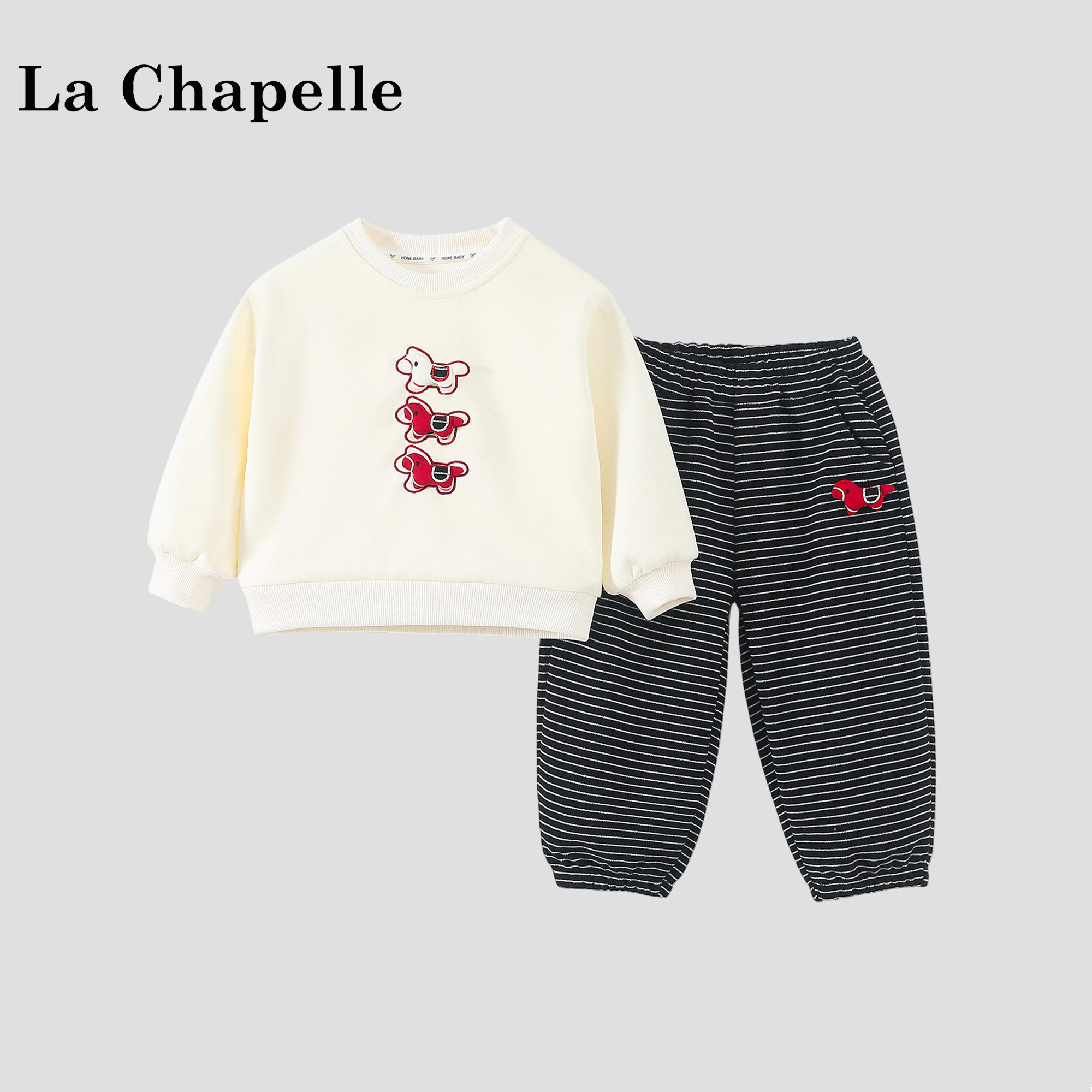 拉夏贝尔女童休闲套装2026春季新款儿童长袖卫衣女宝宝春秋两件套