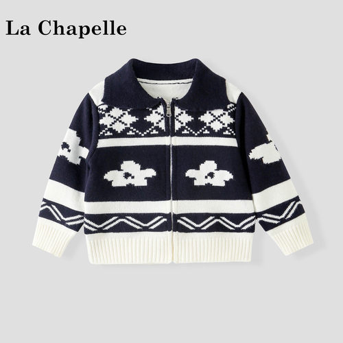 La Chapelle【拉夏贝尔】秋冬季时尚女童韩版拼色针织开衫LA3775