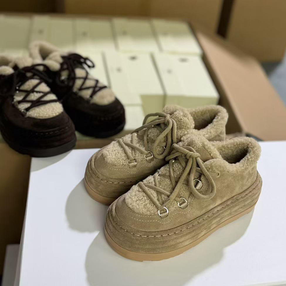 真皮羊羔毛厚底增高休闲女鞋棉鞋