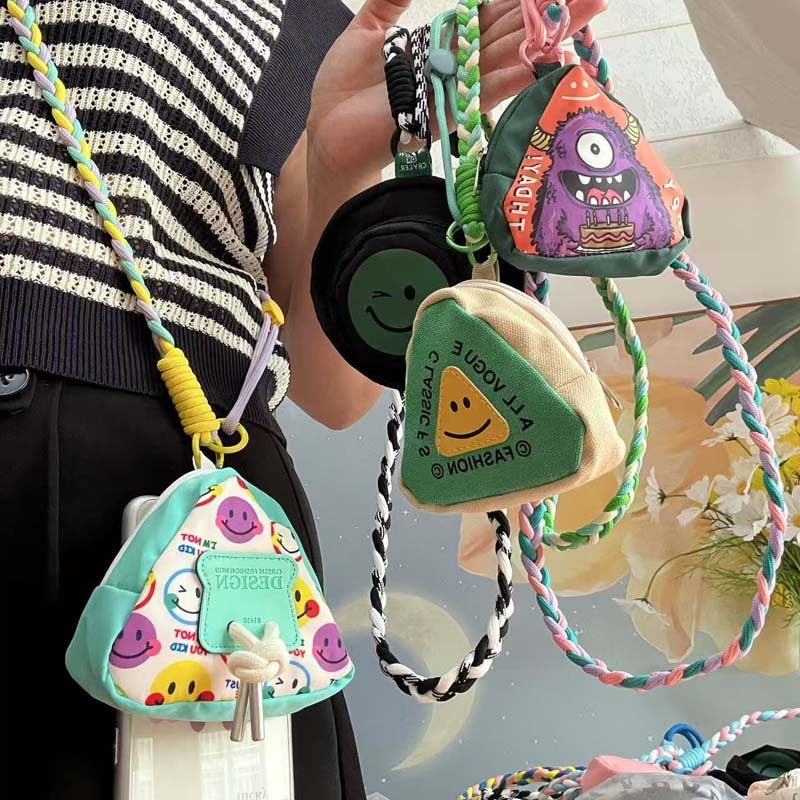 多巴胺撞色迷你新款户外便携收纳包硬币钥匙包手机耳机包书包挂件