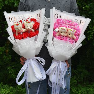 香皂玫瑰花束假花成品
