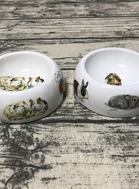 兔子碗兔食盆陶瓷兔粮碗长耳兔食盆荷兰猪碗龙猫豚鼠松鼠兔饲料碗