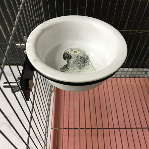 虎皮鹦鹉鸟食盆陶瓷食罐鸟食杯托挂架悬挂架兔水碗荷兰豚鼠食盆