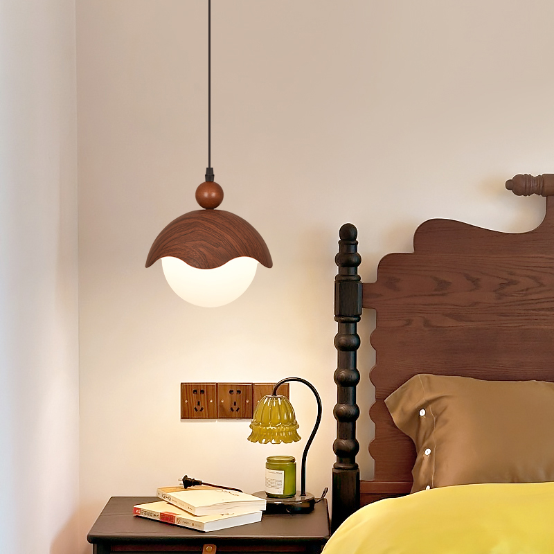 中古风卧室床头小吊灯高级感复古餐厅玄关过道新中式单头长吊线灯