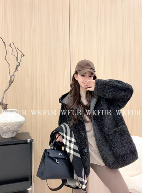 【WK】“夜雾雪松”南非进口LACON拉贡双穿羊皮毛一体外套 K58592