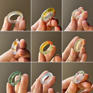 七日拂晓 Chiyoko 新款式 水草玛瑙 细条戒指 通透冰种玛瑙 指环