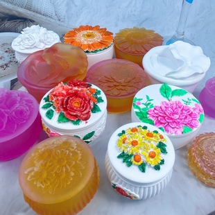 diy花卉首饰收纳盒滴胶模具 手工石膏树脂摆台装饰品收纳硅胶模具