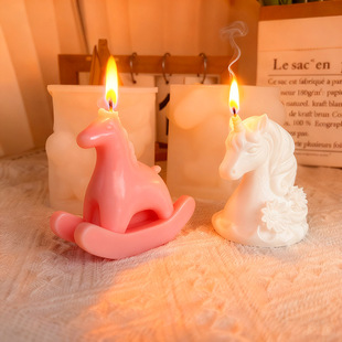 摇摇木马独角兽蜡烛硅胶模具DIY蛋糕装饰香薰石膏娃娃手工皂模具