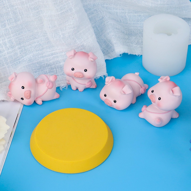 可爱卡通动物小猪硅胶模具乖巧趴趴猪滴胶树脂摆件香薰石膏diy模