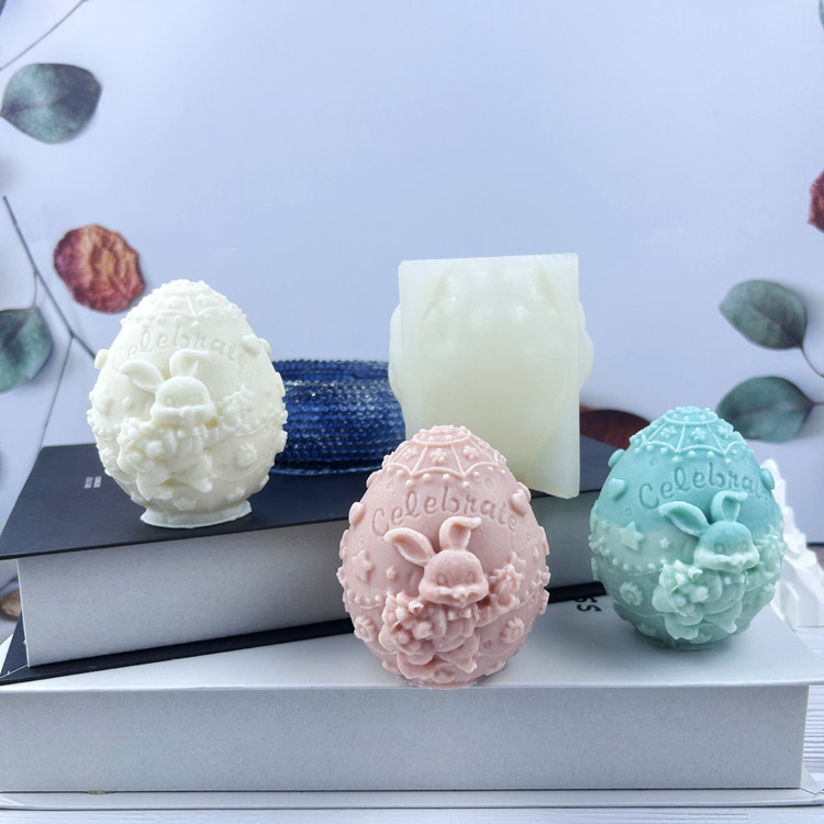 DIY复活节兔子彩蛋硅胶模具手工皂香薰蜡烛摆件慕斯蛋糕巧克力磨