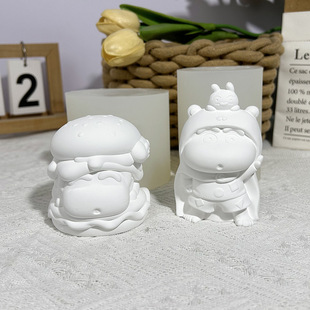 蜡笔小新香薰石膏娃娃硅胶模具 手工diy汉堡小新涂鸦白胚摆件磨具