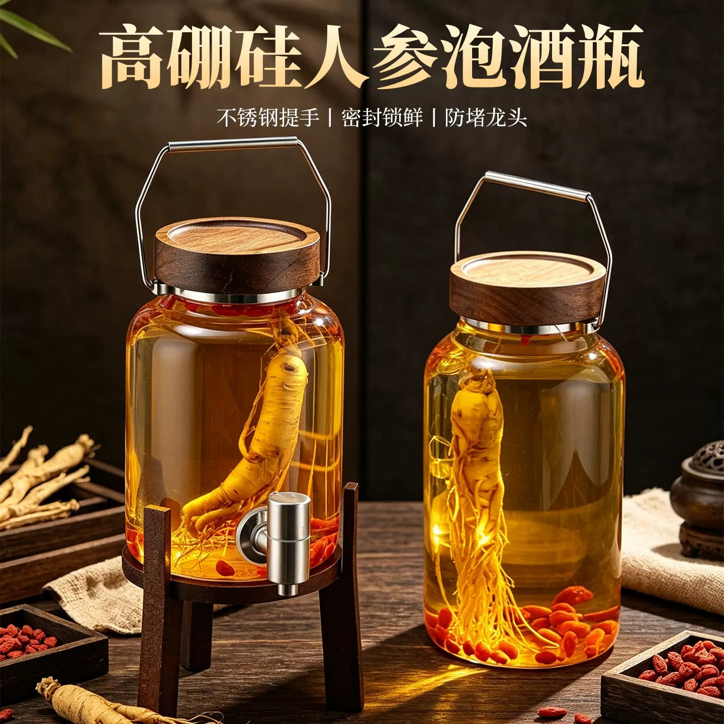 青梅杨梅果酒人参瓶自动排气瓶
