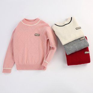 青少年女孩羊毛衫女童宝宝羊毛针织衫女孩冬季毛衣厚男孩羊毛衫