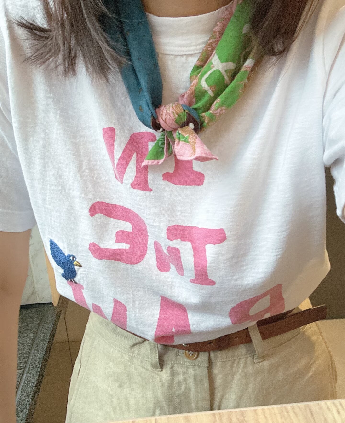 2026上新日系小众贵牌45R家刺绣小鸟短T印花竹节棉舒适短袖T恤女